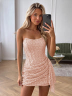 Daphne Blush front view homecoming dress