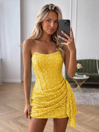 Daphne Yellow front view homecoming dress
