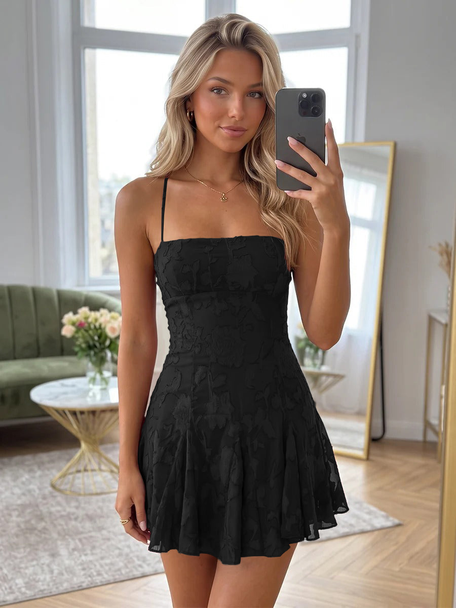 Amandine black front view homecoming dress