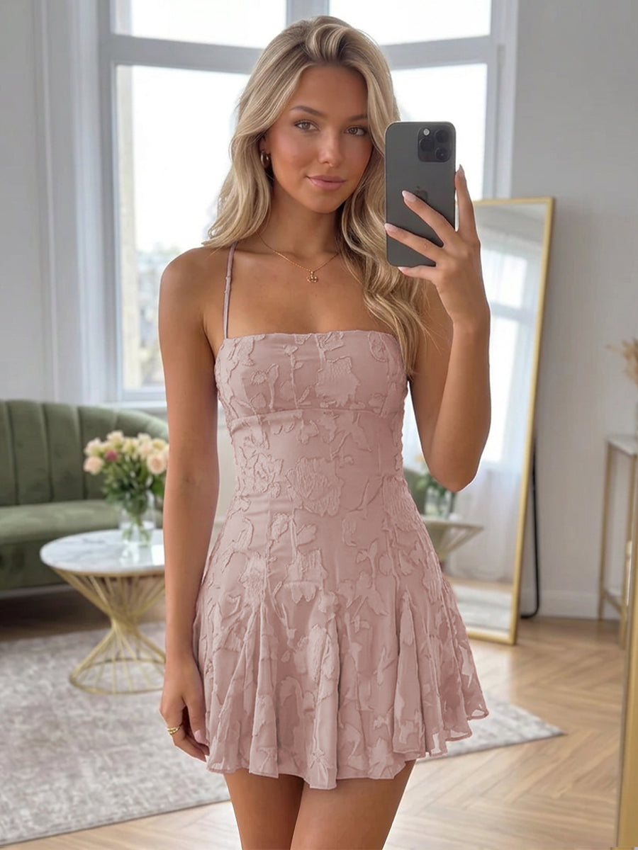 Amandine mauve front view homecoming dress