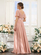 Zinnia Dusty Rose back view bridesmaid dress