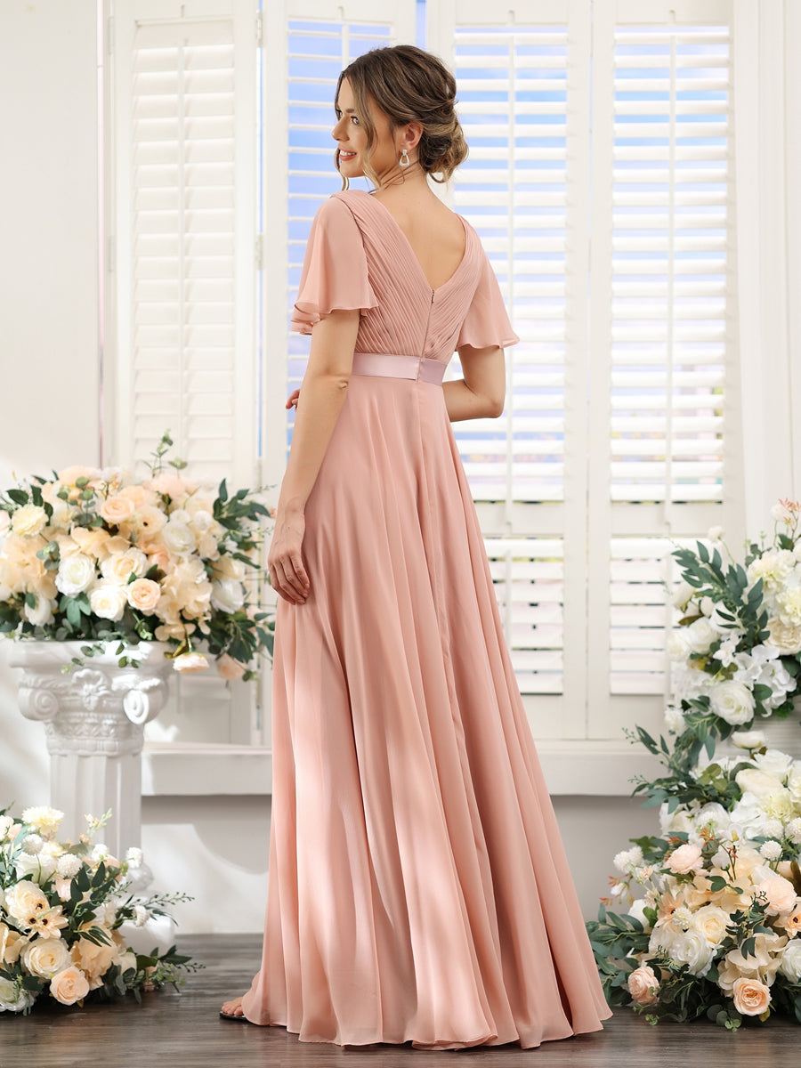 Zinnia Dusty Rose back view bridesmaid dress