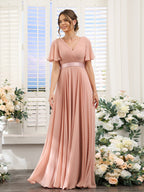Zinnia Dusty Rose side view bridesmaid dress