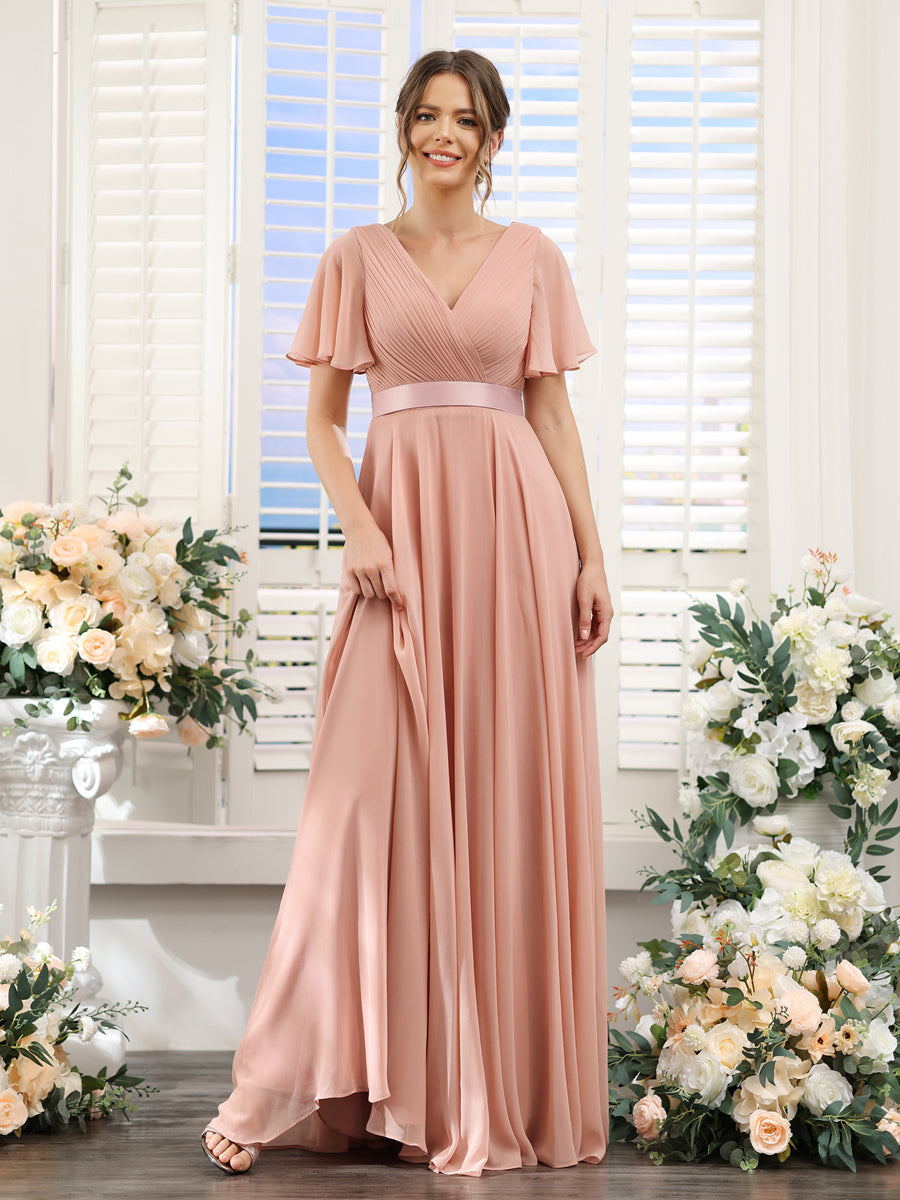 Zinnia Dusty Rose bodice detail bridesmaid dress