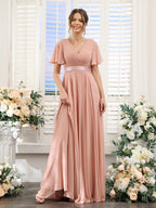 Zinnia Dusty Rose bodice detail bridesmaid dress