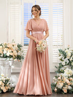 Zinnia Dusty Rose hem detail bridesmaid dress