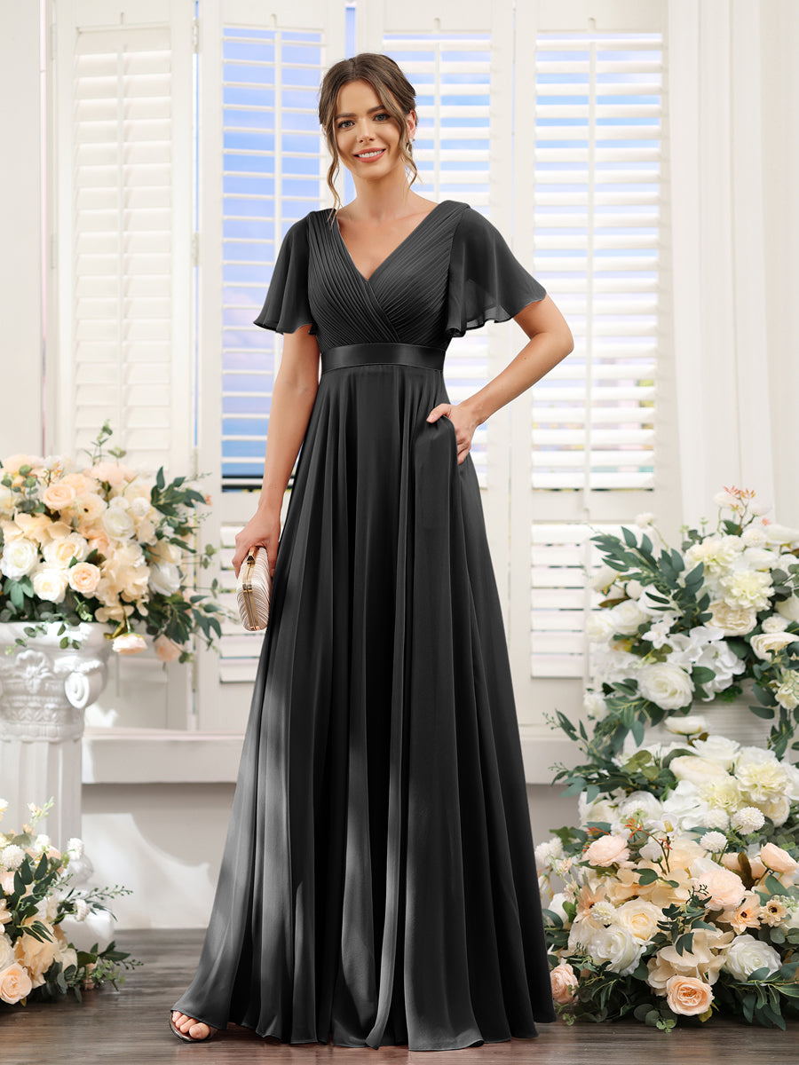 Zinnia Black front view bridesmaid dress