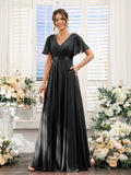 Zinnia Black front view bridesmaid dress
