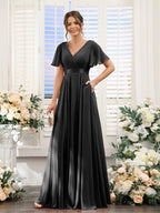 Zinnia Black front view bridesmaid dress