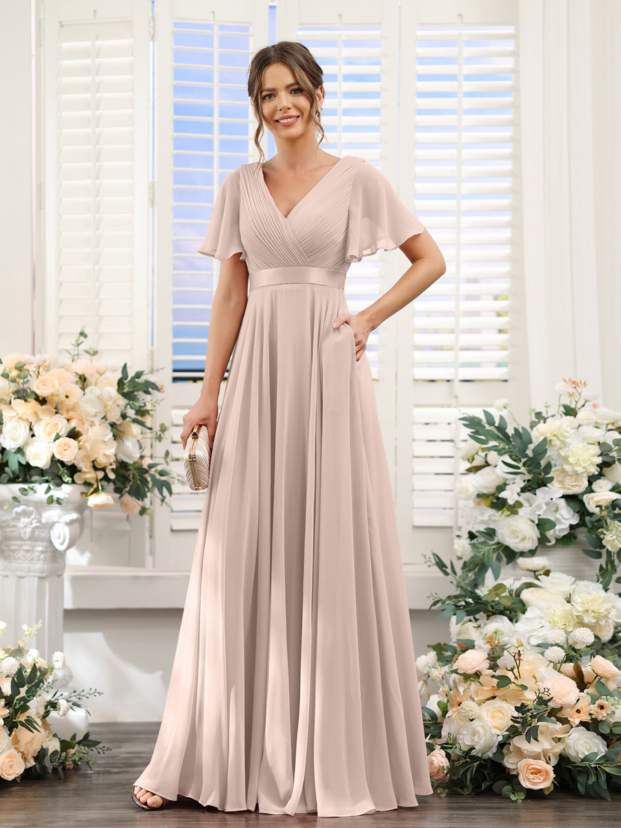 Zinnia Blush front view bridesmaid dress