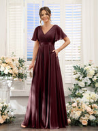 Zinnia Burgundy front view bridesmaid dress