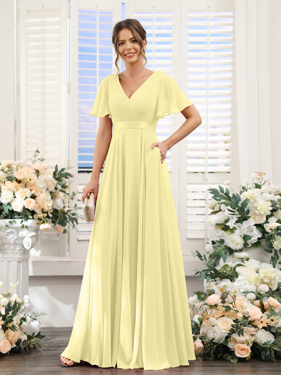 Zinnia Daffodil front view bridesmaid dress