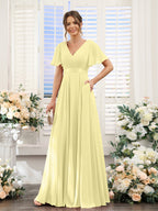 Zinnia Daffodil front view bridesmaid dress