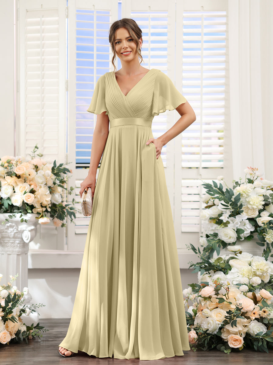 Zinnia Champagne back view bridesmaid dress