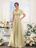 Zinnia Champagne back view bridesmaid dress
