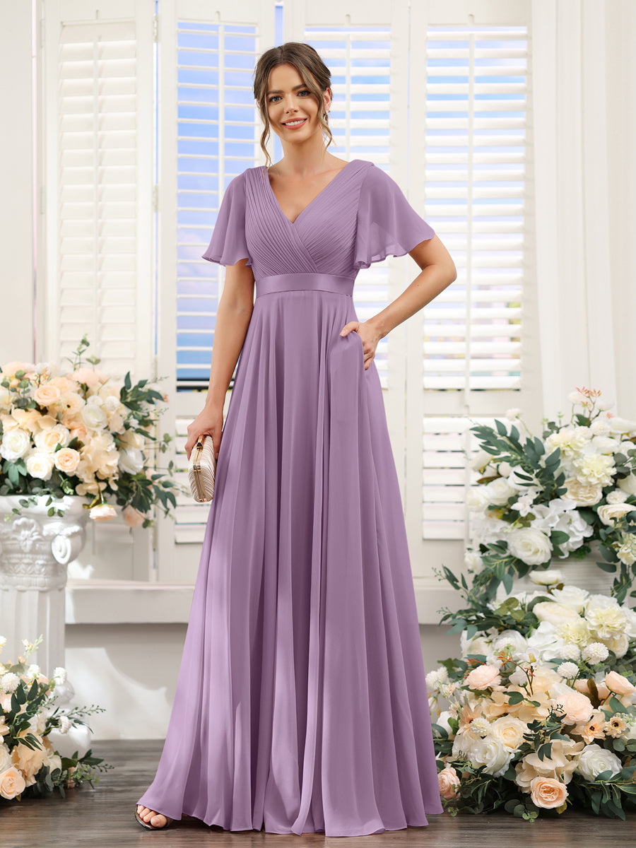Zinnia Wisteria back view bridesmaid dress