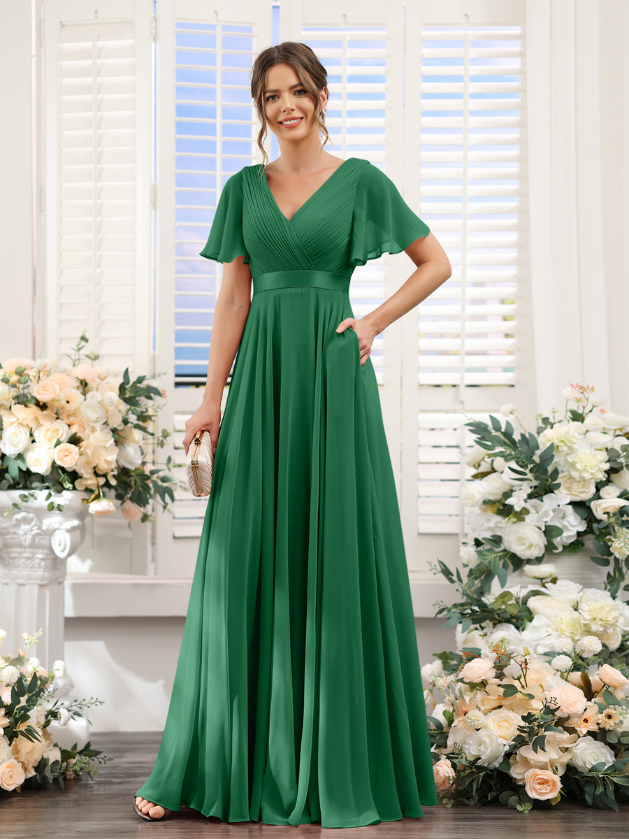 Zinnia Emerald front view bridesmaid dress