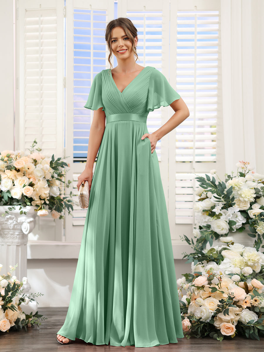 Zinnia Eucalyptus front view bridesmaid dress