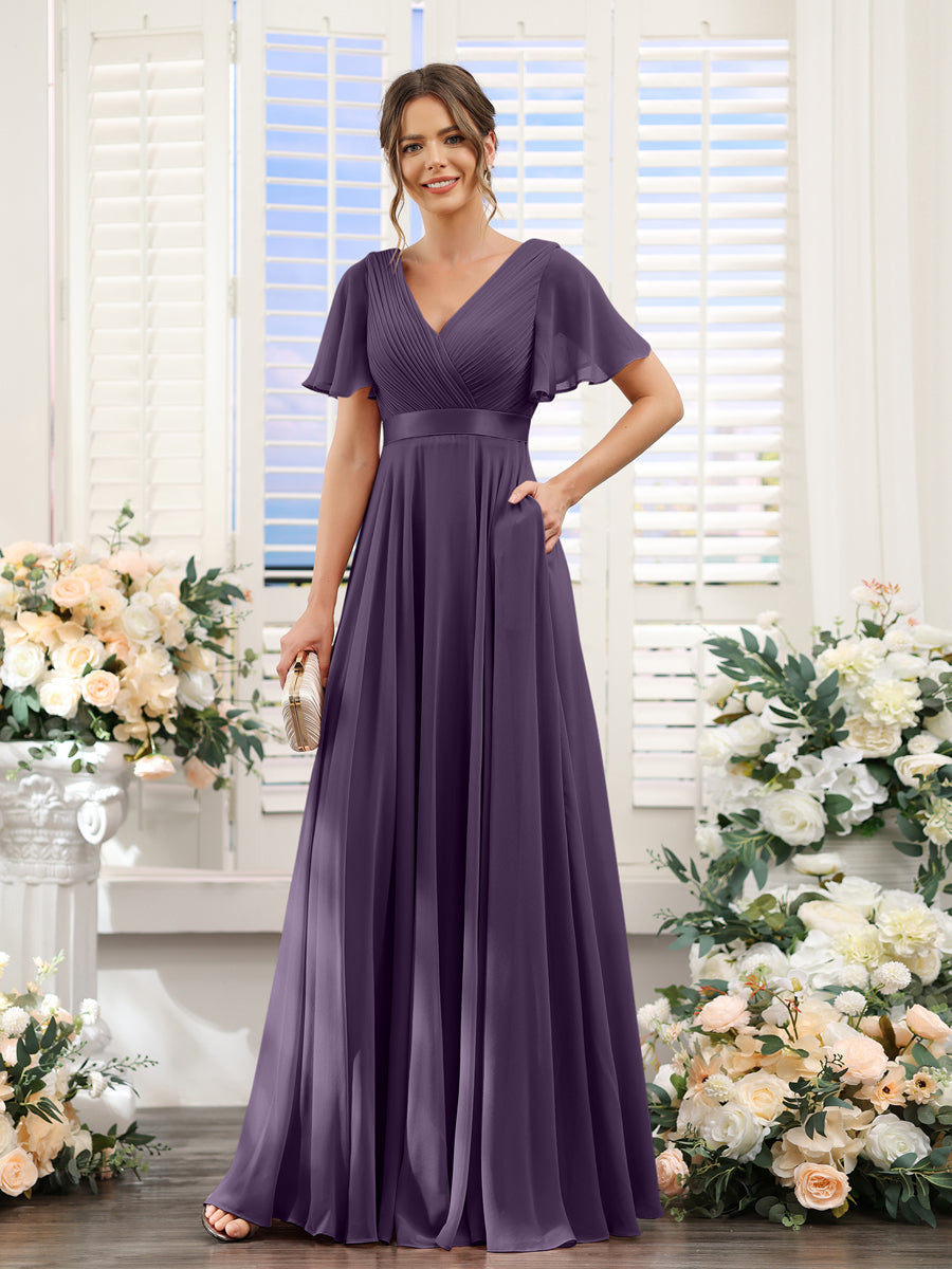 Zinnia Grape front view bridesmaid dress