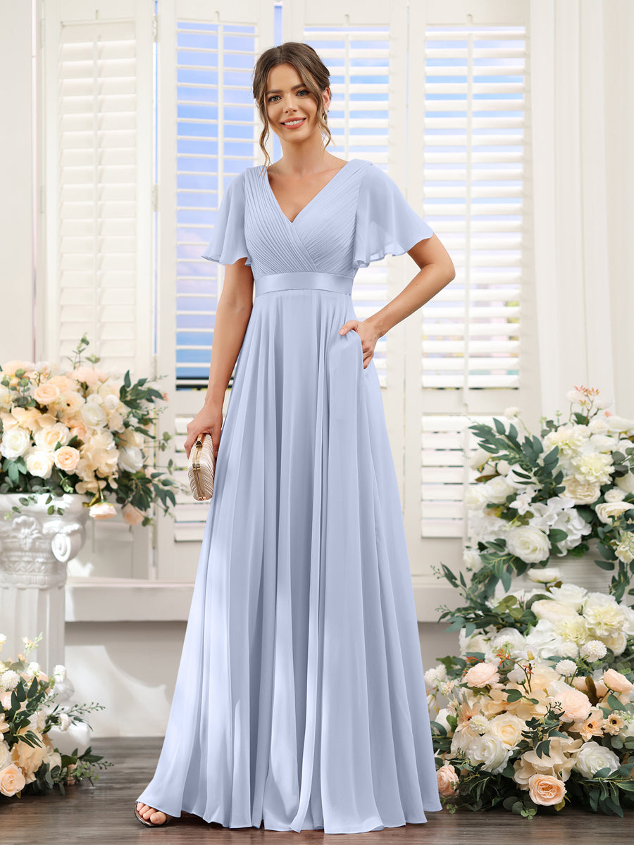 Zinnia Lavender front view bridesmaid dress