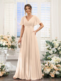 Zinnia Champagne front view bridesmaid dress