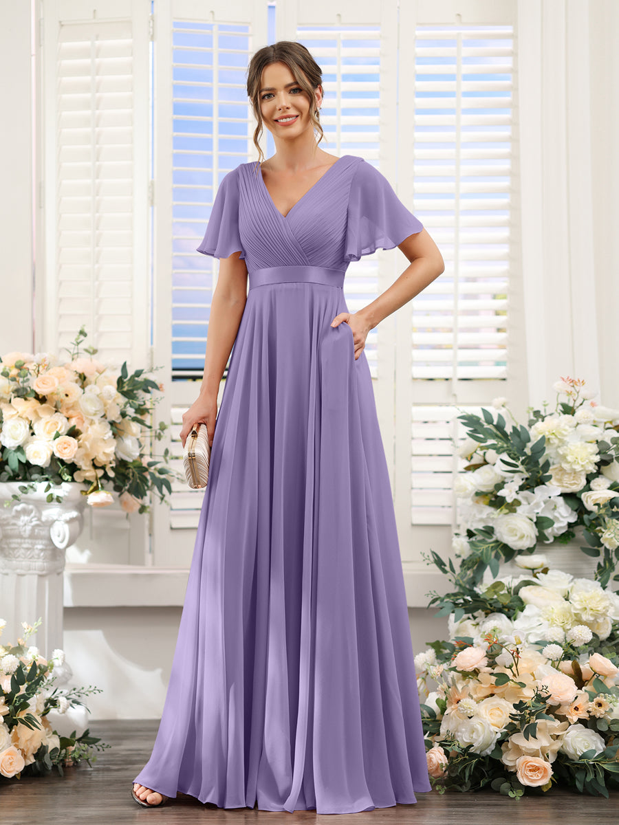 Zinnia Lilac back view bridesmaid dress