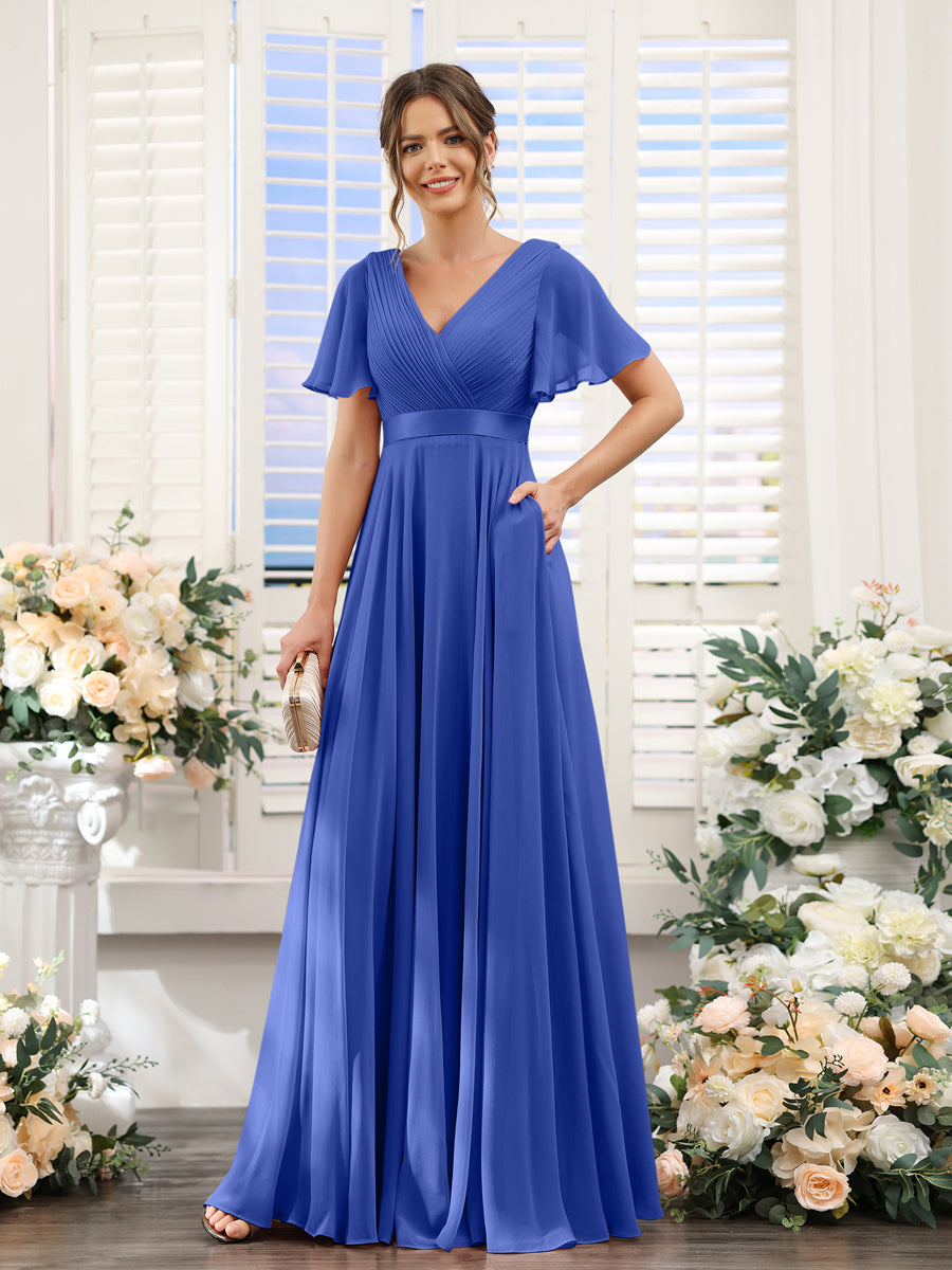 Zinnia Royal Blue front view bridesmaid dress