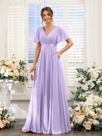 Zinnia Lilac front view bridesmaid dress
