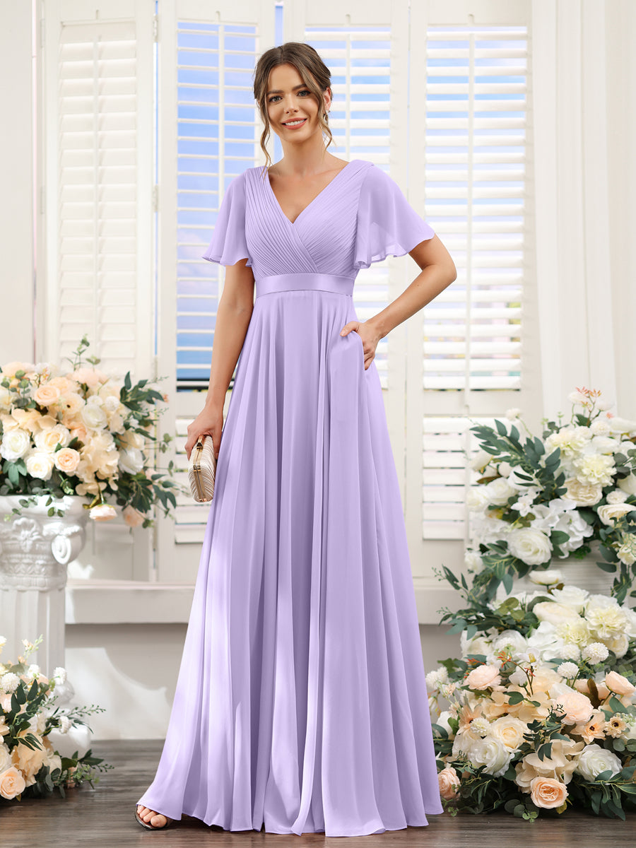 Zinnia Lilac front view bridesmaid dress