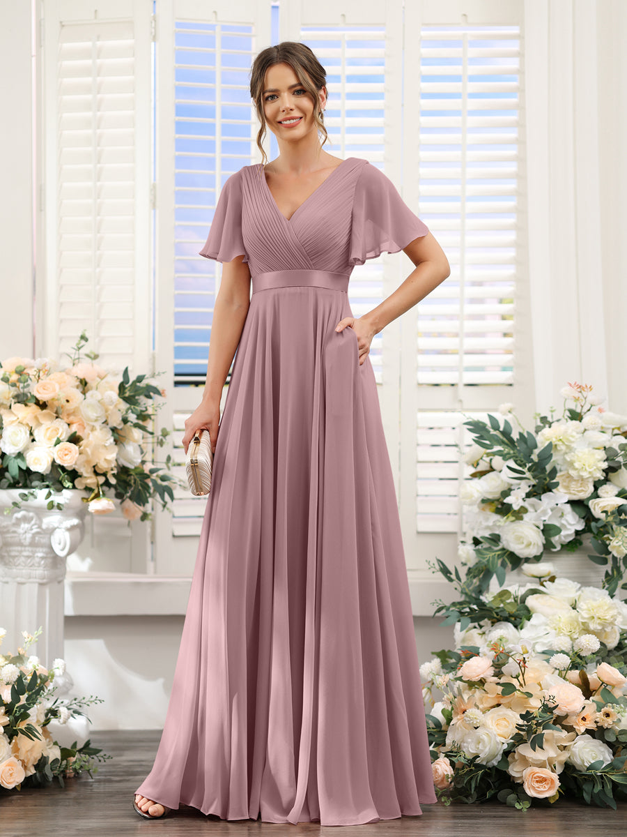 Zinnia Mauve front view bridesmaid dress