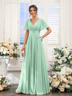 Zinnia Mint Green front view bridesmaid dress