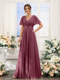 Zinnia Plum front view bridesmaid dress