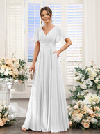 Zinnia Ivory front view bridesmaid dress