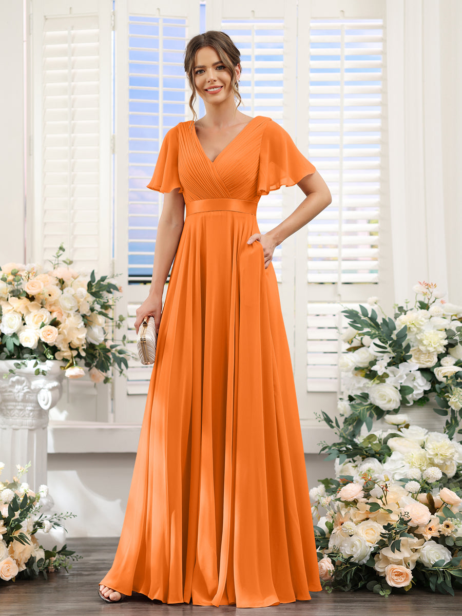 Zinnia Orange front view bridesmaid dress