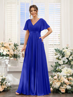 Zinnia Royal Blue back view bridesmaid dress