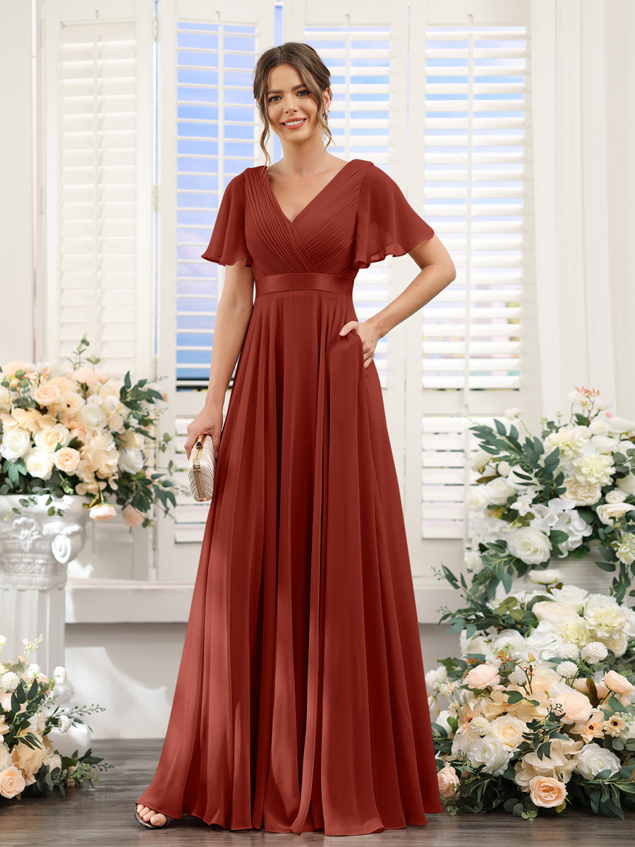 Zinnia Rust front view bridesmaid dress