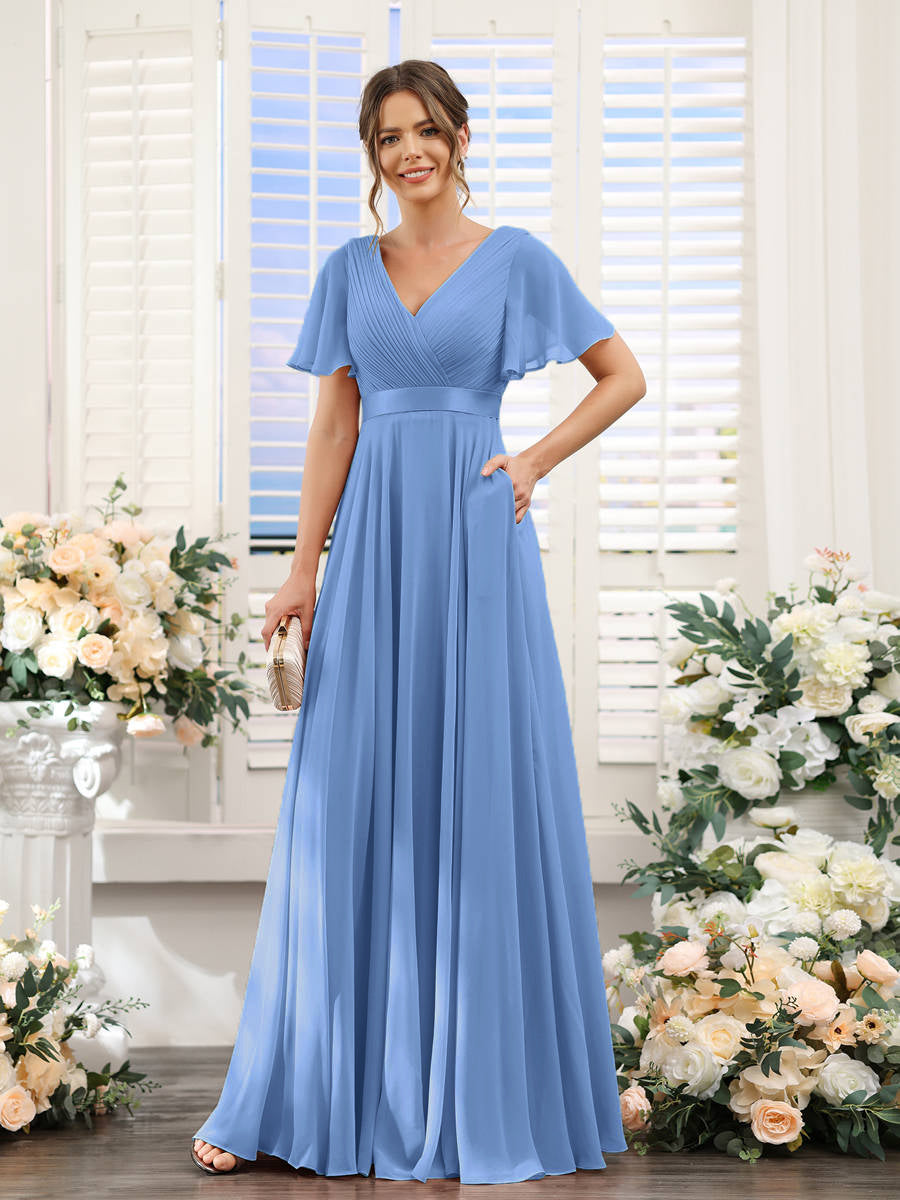 Zinnia Sky Blue side view bridesmaid dress