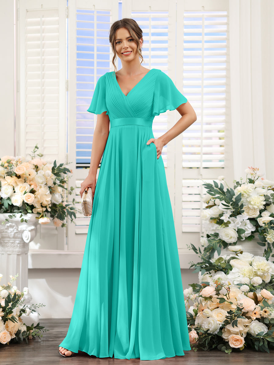 Zinnia Turquoise back view bridesmaid dress