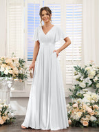Zinnia White front view bridesmaid dress