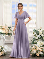 Zinnia Wisteria front view bridesmaid dress