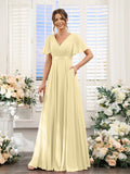 Zinnia Yellow front view bridesmaid dress