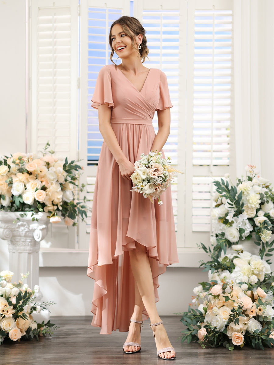 Odette Pearl Pink front view bridesmaid dress