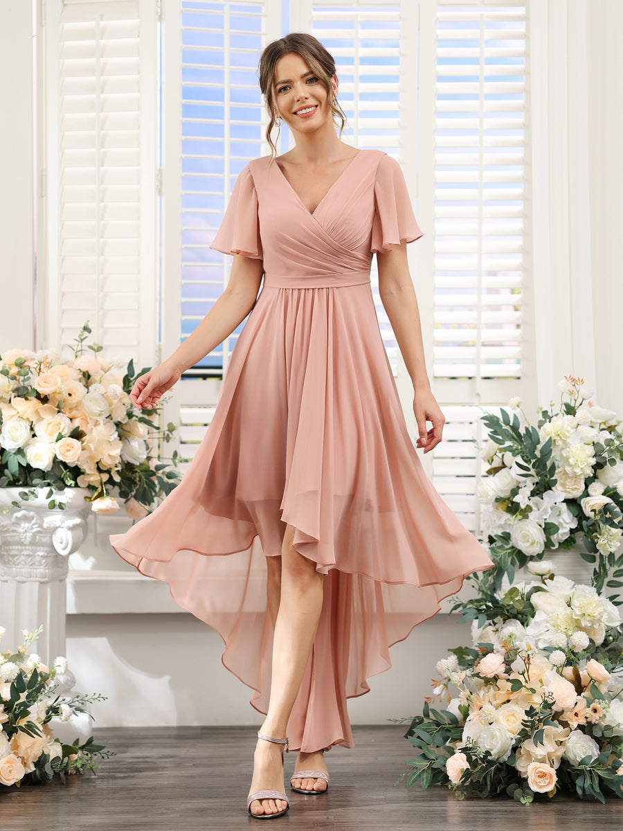 Odette Pearl Pink side view bridesmaid dress