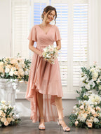 Odette Pearl Pink fabric detail bridesmaid dress