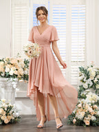 Odette Pearl Pink hem detail bridesmaid dress