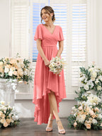 Odette Coral back view bridesmaid dress