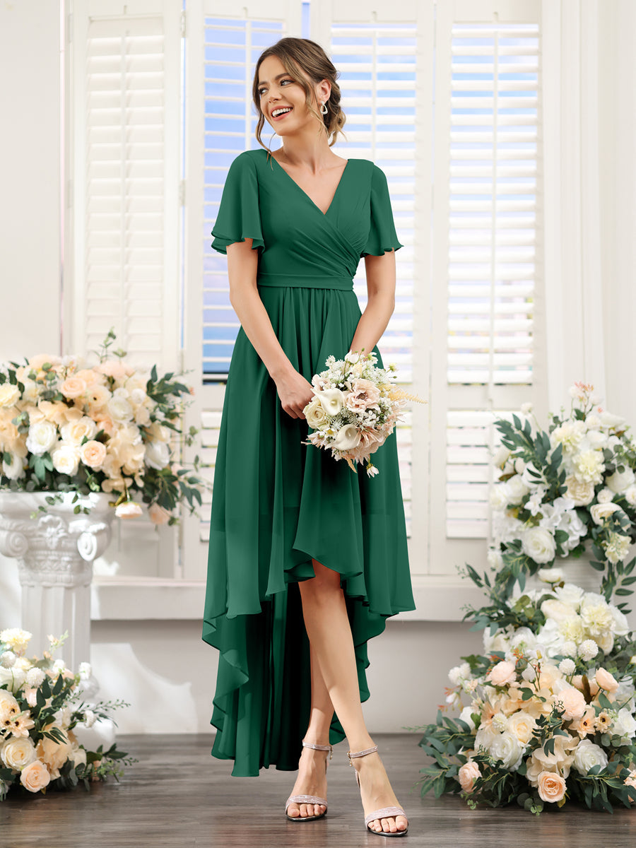 Odette Hunter Green front view bridesmaid dress