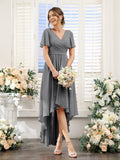 Odette Grey front view bridesmaid dress
