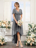 Odette Grey front view bridesmaid dress