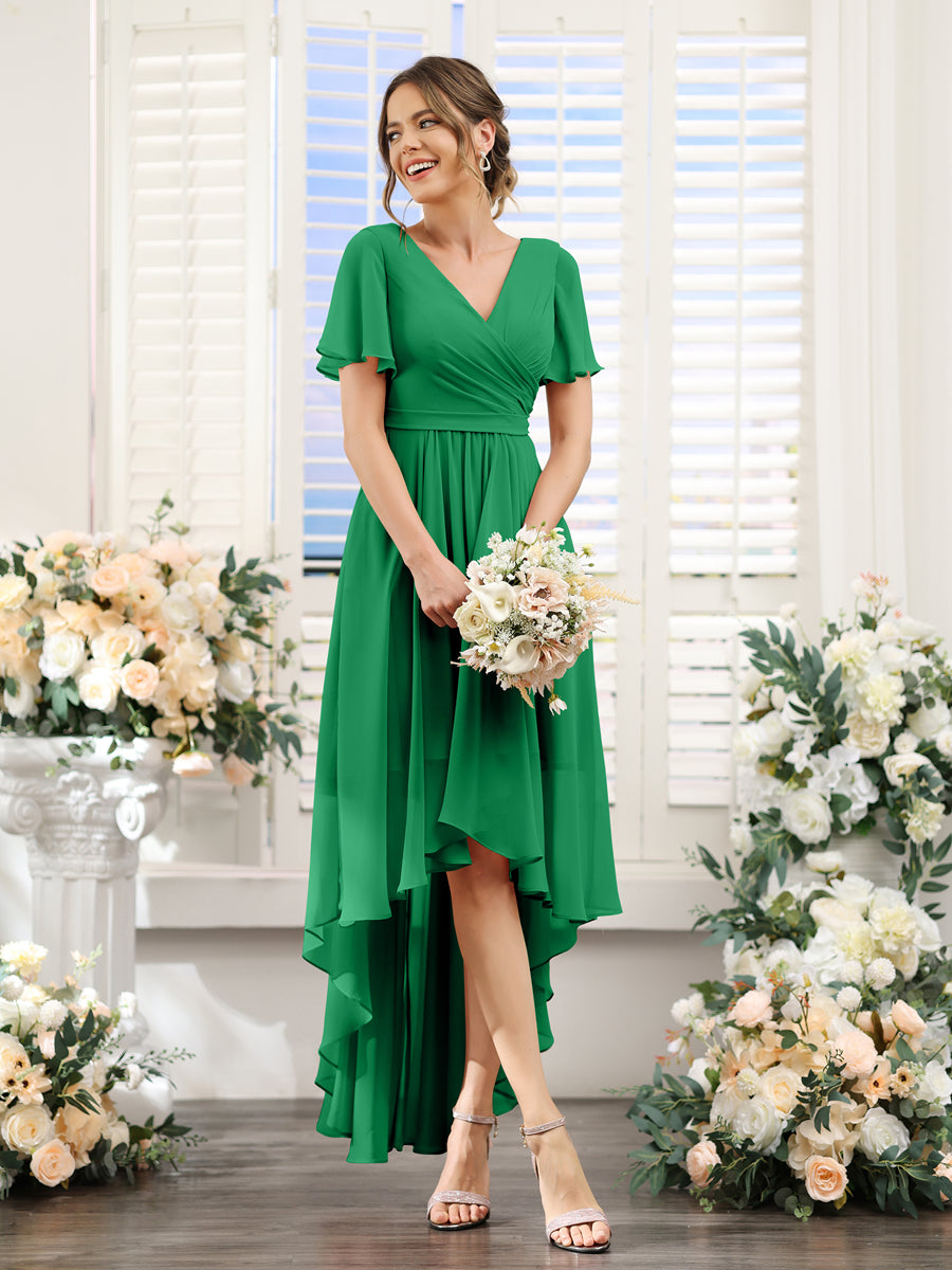 Odette Forest Green front view bridesmaid dress